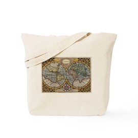 CafePress Vintage Map Of The World (1596) Tote Bag Reusable Natural Beige Canvas Shopping Bag