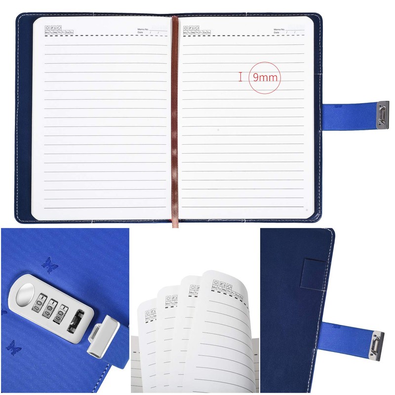 koboome A5 Creative Password Lock Journal PU Leather Combination Lock