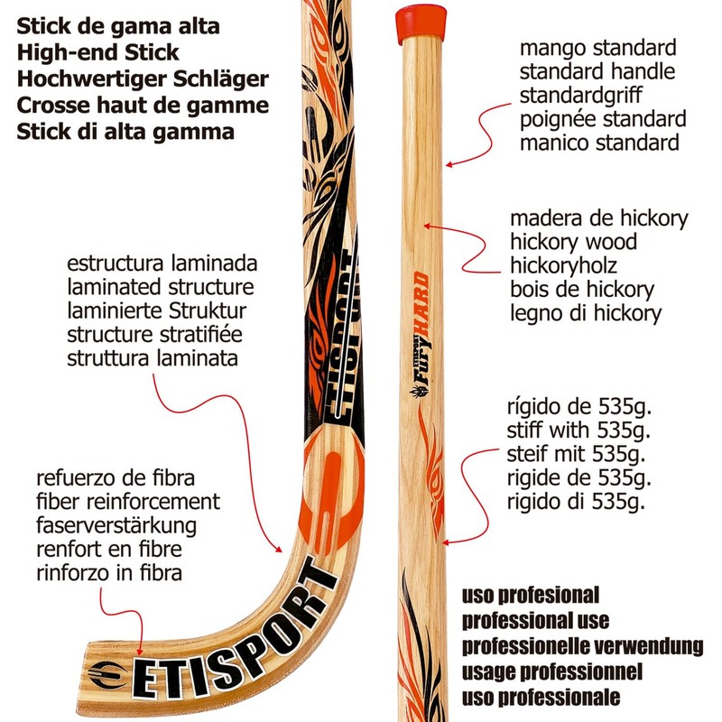 ETISPORT Fury Hard Stick Rolling Hockey Stick Rigid Medium Weight