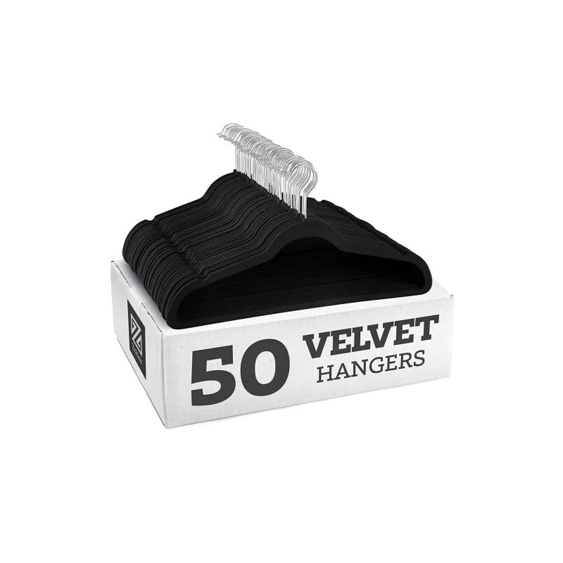 Zober Non-Slip Velvet Hangers - Suit Hangers (50-pack) Ultra Thin