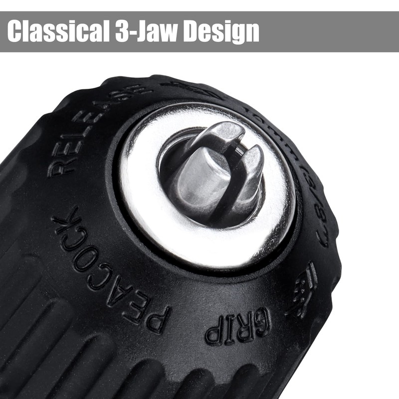 Yakamoz 1/32-3/8" Keyless Drill Chuck Replacement 3/8-24UNF Mount Thread 0.8-10mm