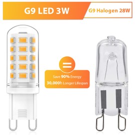 G9 LED Bulbs Warm White 3000 K, LED G9 Bulb 3 W Replacement for Halogen Bulb 40 W 33 W 28 W, CRI> 83, 320 LM, No Flickering 360 Degree Angle, AC 220 V-240 V, Not Dimmable, Pack of 5