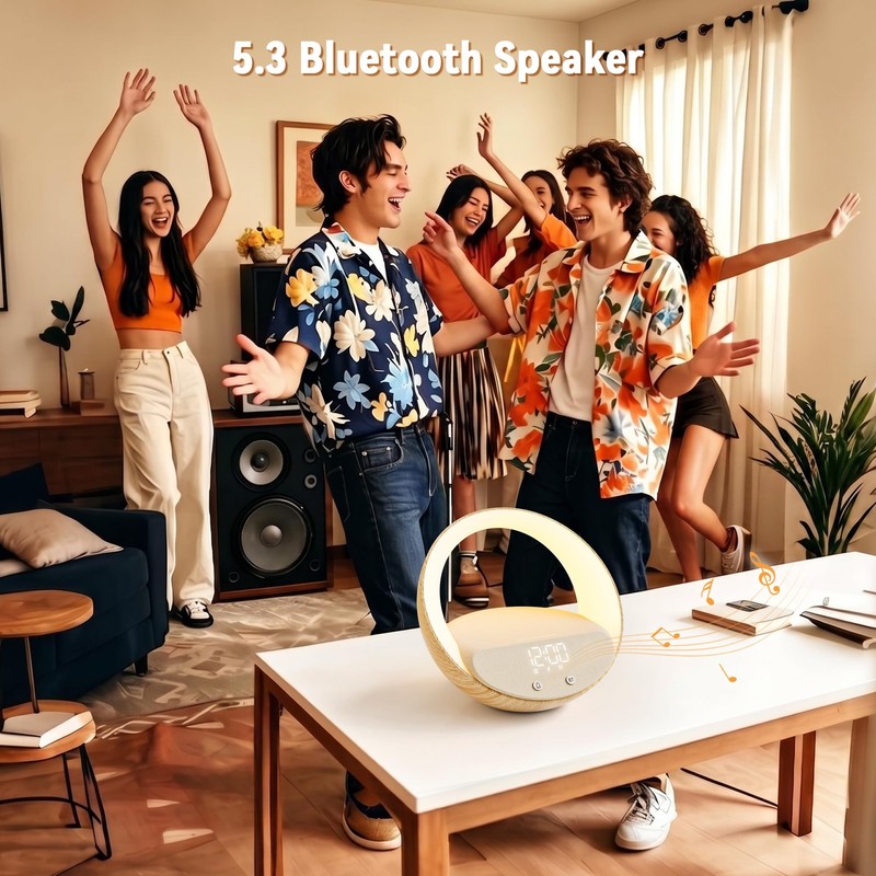 Bluetooth Speaker Wireless Charging for Bedroom, Sunrise Alarm Clock Light