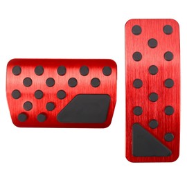 BOYUER for Jeep Grand Cherokee/Dodge Durango 2011-2021/ Journey 2011-2020 2PCS Aluminum Anti-Slip No Drilling Brake and Gas Accelerator Pedal Pad Cover Interior Decoration Accessories (RED)
