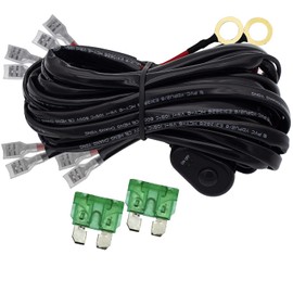 LED Lights Bar Wiring Harness Kit 4 Leads DC12V On-Off Switch Power Relay Blade Fuse 14AWG Core Cable Wiring Harness Kit fit for LED Driving Lights Bar Work Auxiliary Lights