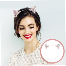 minkissy Cat Ear Hairband Rhinestone Cat Ears Headband Christmas Hair Hoop Hair Cat Ears Pearl Cat Ears Headband Cat Ear Headdress Headband with Ears Cat Hair Accessories Colored Diamond