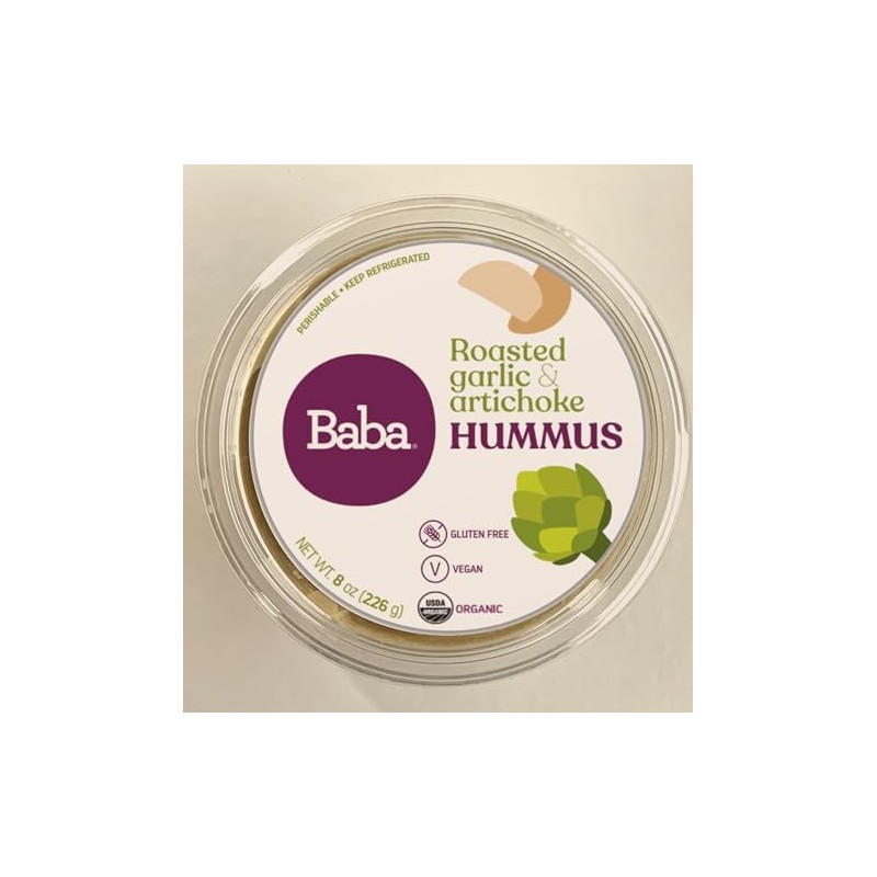 Baba Organic Hummus (8 oz) - USDA Organic, Gluten Free,