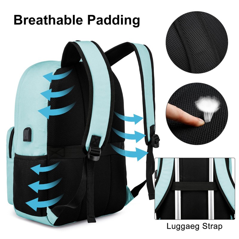 ZUBOND G55 Mochila para portátil, verde azulado, 15.6'', Mochilas Daypack