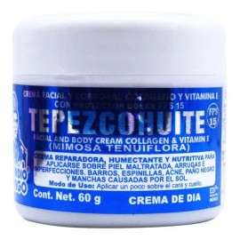 Crema Tepezcohuite Indio Papago Día Hipoalergénica Sin Parabenos FPS15 60g                                                                            
