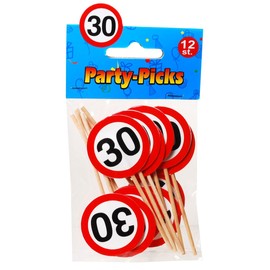 Party Picks Mini Sign Plug "30" Birthday Decoration Sticker Skewers