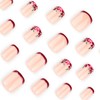 24 Pcs Flower Press on Nails Short Square Fake Nails