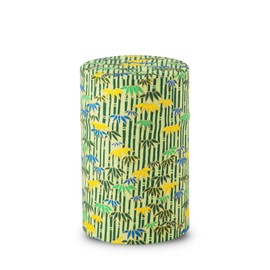 NOREN Japanese Tea Canister Tin (Yuzen Washi Paper), 3.5oz Size Made in JAPAN with Includes Inner Lid of Airtight Damp-Proof/Kitchen Jar for Loose Leaf Coffee Tea Spice and More (Bamboo/Green)