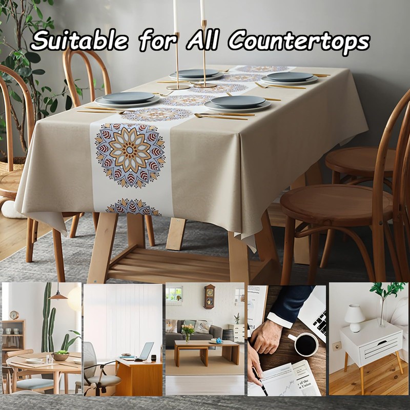 Taoluwin Rectangle Tablecloth, PVC Table Cover, Waterproof & Oilproof Table