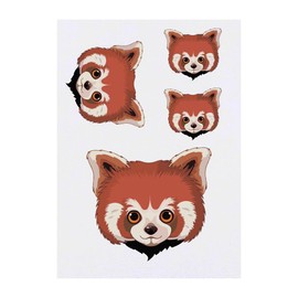 4 x 'Red Panda Face' Temporary Tattoos - Water Resistant, Skin-Safe, Non-Toxic Transfers, Mixed Sizes (TO00075542)