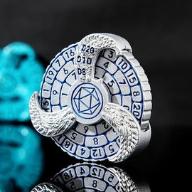 7-in-1 Spinner DND Dice Set, Rotate Metal Rotate Dungeons and Dragons DND Compass Dice, Cool RPG Role Playing Table Game Dice - Color: Silver Bule