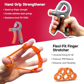 FitBeast Kit de entrenamiento fortalecedor de agarre, 2 pinzas de mano de conteo, 5 unidades, fortalecedor de antebrazo, estirador de dedos, fuerza de