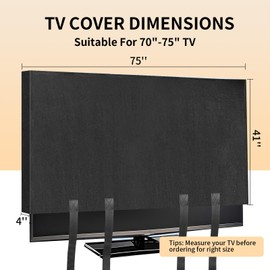 Tv Cover for Moving 70” to 75”, with Straps at the Bottom, Dust-Proof and anti-Scratch felt Material, Suitable for LED/LCD/OLED TVs, ideal for House Decoration, Moving, Scratches on Other Furniture