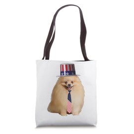 Pomeranian 4th Of July Dog In Top Hat and Tie Tote Bag