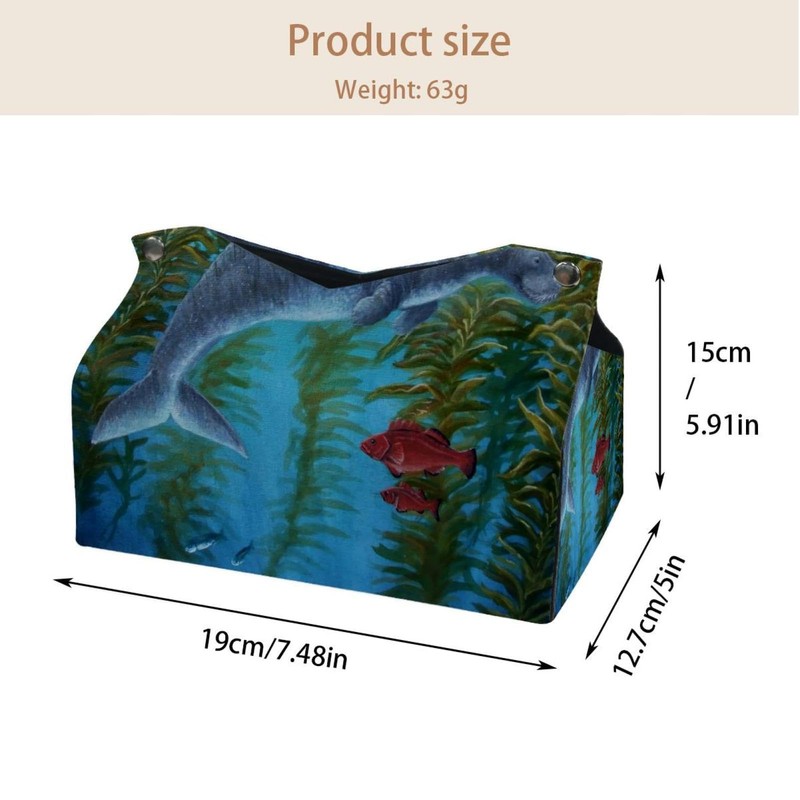 2 Pack Tissue Box Cover Holder, Sea World Rectangle Leather