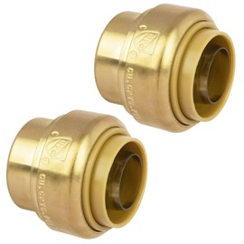 JUWO 1/2" Push to Connect End Cap for PEX, Copper, CPVC Pipe, Brass Plumbing Fitting with Upgraded Stiffener (2 Pack)