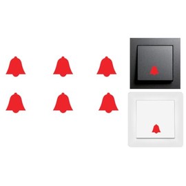 Pack of 6 Bells Sticker Symbol Sticker Decal (RPMs4/1) (Red, 10 mm)