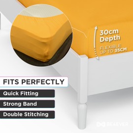 Be4Ever Deep Fitted Sheet Single Bed 135 x 200 x 30cm Jersey Fabric Bed Sheets 100% Cotton Brushed Bed Sheets Wrinkle Resistant Non Iron Easy fit Bedding