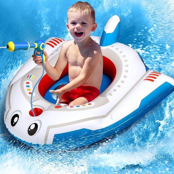 Inflatable Pool Lounge Float for Kids, Toddler Foldable kiddie Pool