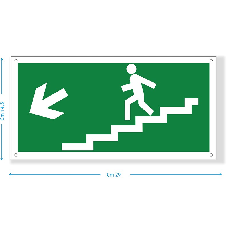 pubblimania Stair Emergency Exit, Safety Sign Made of Aluminium, 3