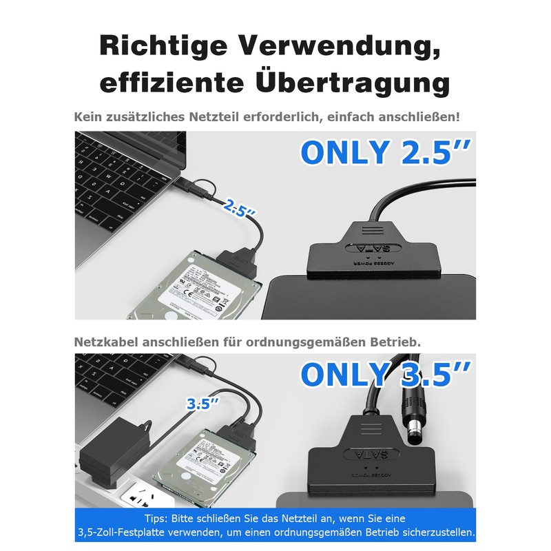 Mellbree SATA to USB 3.0 Adapter, 2-in-1 USB & Type-C