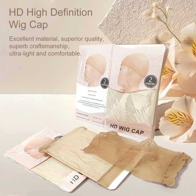 Jaasuee 8-Pack HD Wig Caps - Invisible, Sheer, Ultra-Thin Stretchy