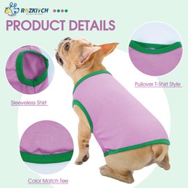 ROZKITCH 2 Pack Dogs Shirts Soft Cotton Solid Dog T-Shirts Tank Top Sleeveless Dog Vest Dog Tee Shirt for Small Puppy Dogs Cats M
