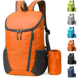Yoolly Lightweight Foldable Backpack, Small Hiking Rucksack, Waterproof Packable Backpack for Men Women Kids, Durable Rucksack for Outdoor Sport Travelling Hiking Camping Biking Walking (Orange)