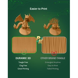 DURAMIC 3D PLA Filament 1.75mm Light Brown 1kg Spool, Jam-Free High Stifness 3D Printing Filament with Cardboard Spool, No-Tangling No-Clogging Dimensional Accuracy 99% +/- 0.03 mm