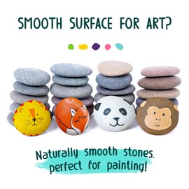 ROCART 60 Large 2.05-3.15" Flat Rocks for Painting, Smooth River Rocks Painting Supplies for Kindness Stones, Arts and Crafts, Decoration