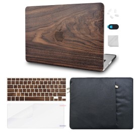KECC Compatible with MacBook Air 15 inch Case 2025 2024 2023 Release M4 A3241 M3 A3114 M2 A2941 Protective Plastic Hard Shell + Keyboard Cover + Sleeve + Screen Protector, Walnut Wood