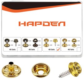 HAPDEN 160 Pcs Snap Buttons,Snap Fasteners Kit 15mm Stainless Steel Snaps Marine Grade Boat Canvas Snaps,3/8" Socket Metal Snaps for Clothing Leather Boat Cover Fabric (Gold)