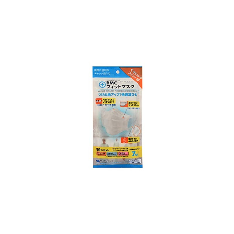 BMC Fit Mask Regular Size White 7-piece Pack