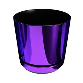 KERD Blumentopf 12 cm, Glänzendes Lila (086), elegant, dekorativ, luxuriös, aus Recyclingmaterial, glänzend, mit Drainage, mit Untersetzer, im Glamour-Stil, intensives Violett, handbeklebt, modern