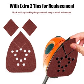 SPEEDWOX Mouse Detail Sandpaper, 20 Pieces 80 Grit Velcro Sandpaper with 2 Replacement Tips, 12 Holes Sanding Sheets for Mental Woodworking, Sanding, Polishing