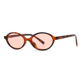 laureles Vintage Oval Sunglasses Women Fashion Sun Glasses for Men Small Frame Round Eyewear Female UV400 (Leopard)
