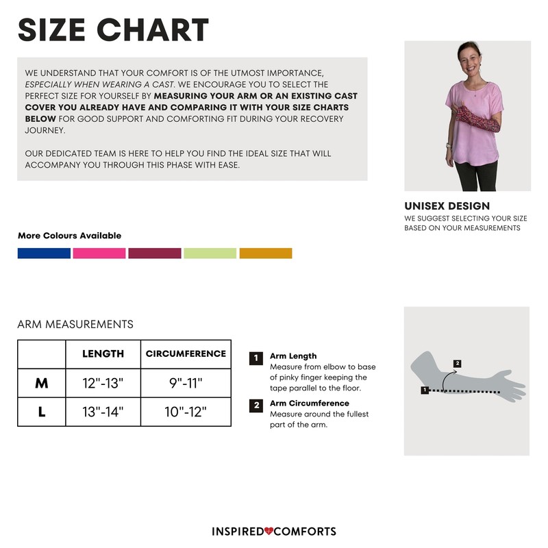 Inspired Comforts Reversible Arm Cast Cover - Washable, Stylish, Elastic