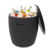 SHAREWIN 9.5 Gallon Outdoor Ice Cooler Side Table, Black Rattan