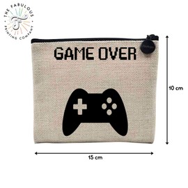 Tasche aus Leinen – Kollektion Geek Computer Spiele Video Humor Witz Programmierer Entwickler – Kosmetiktasche aus Leinen in Leinenoptik – Kulturbeutel – Geldbörse, Game Over, 15 x 10 cm,
