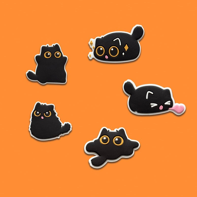 Black Cat Shoe Decoration Charms for Croc Clog, Cute Cat