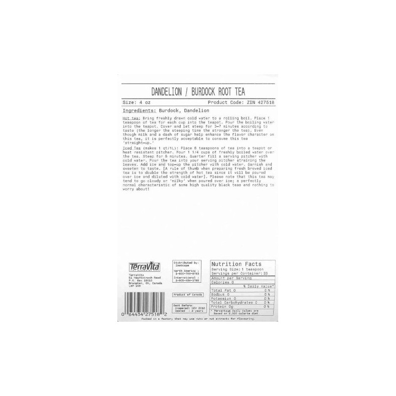 Dandelion Root and Burdock Root Tea (Loose) (4 oz, ZIN:
