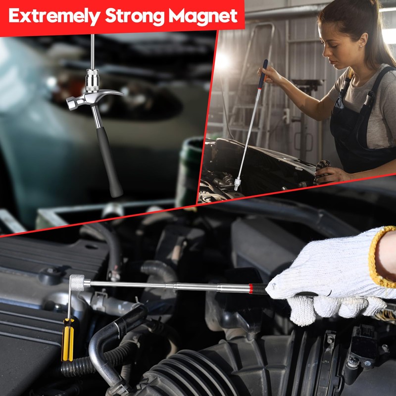 3 Pack Telescoping Magnet Pick-up Tool Set, Extendable Magnetic Pick