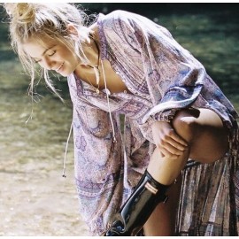 Boheme M New Boho Gypsy Floral Maxi Kaftan Dress Vtg 70s Ins Womens Size MEDIUM NWT