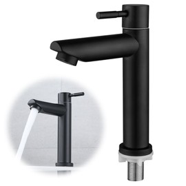 Fine jade2 Cold Water Tap Black for Guest Toilet Washbasin Tap with Copper Core Bathroom Tap Water-Saving Easy Installation
