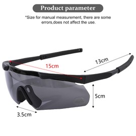Shooting Glasses with 3 Interchangeable Lenses, Safety Glasses with Transparent Anti-Fog and Scratch-Resistant Lenses, Adjustable, Impact-Resistant Eye Protection, Laser Safety Glasses (Black Temples)