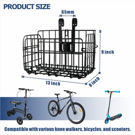 Knee Scooter Basket Accessory, Universal Removable Basket for Knee Scooters, Walkers & Bicycles, Portable Design for Shopping, Outings & Daily Use,1Pcs (Black)